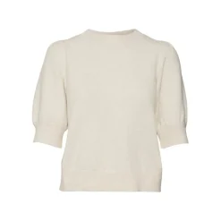 Pull en maille Col rond Manches 2/4 beige gris