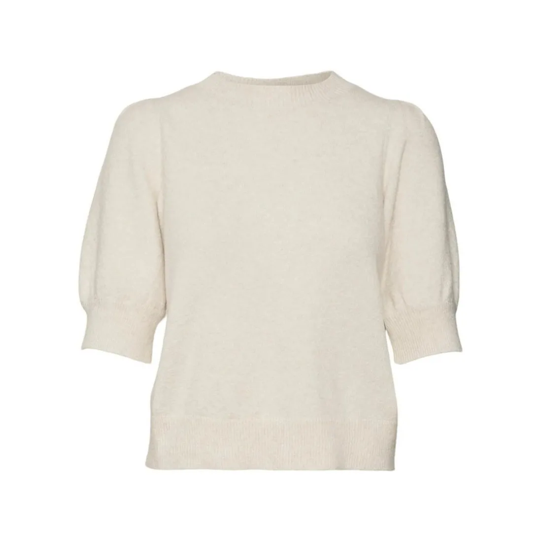 Pull en maille Col rond Manches 2/4 beige gris