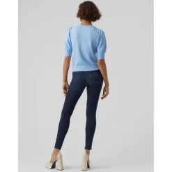 Pull en maille Col rond Manches 2/4 bleu