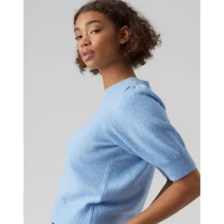 Pull en maille Col rond Manches 2/4 bleu