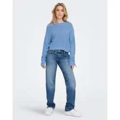 Pull en maille Col rond Manches longues bleu Elise