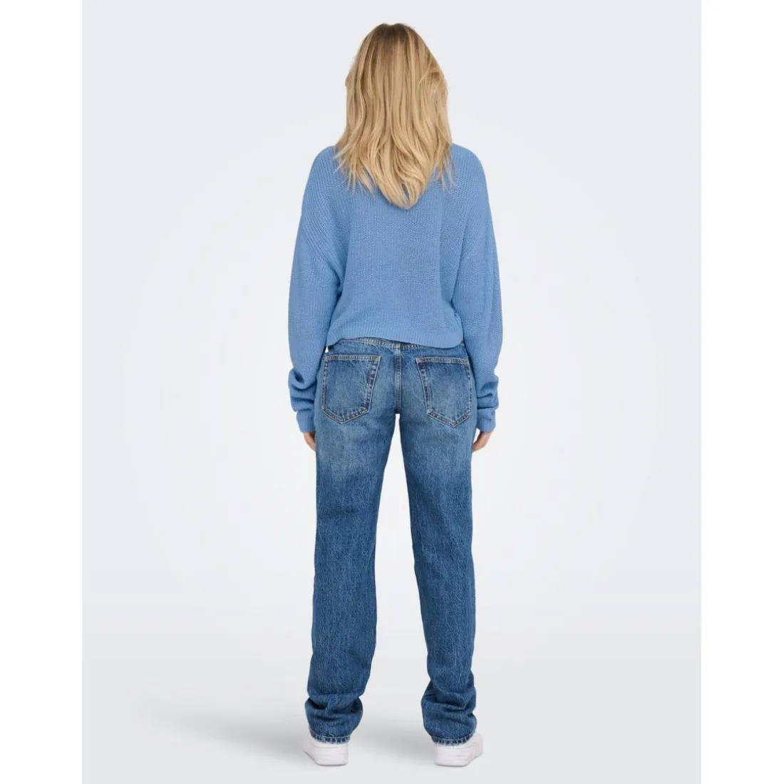 Pull en maille Col rond Manches longues bleu Elise