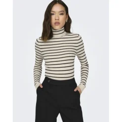 Pull en maille col roulé col roulé blanc Xena