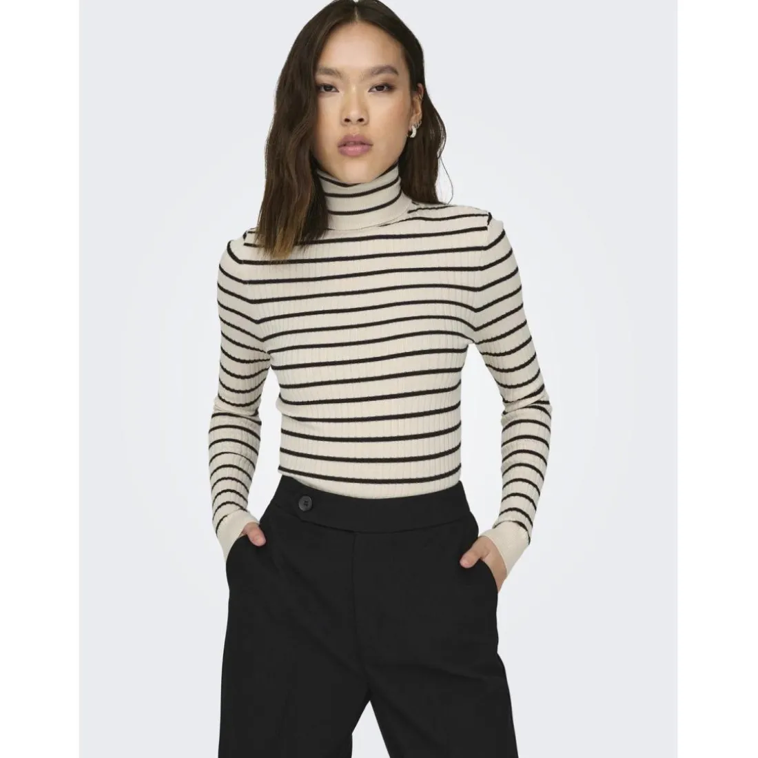 Pull en maille col roulé col roulé blanc Xena