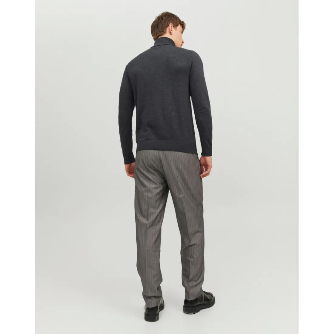 Pull en maille Col tortue Manches longues Gris Foncé