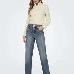 Pull en maille col zippé Felicia blanc cassé en viscose Ines