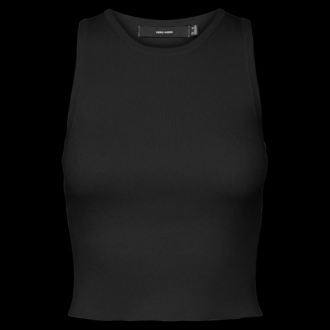 Pull en maille court col rond sans manches noir Anya