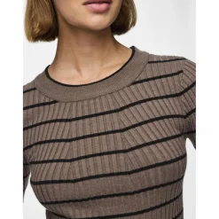 Pull en maille Crista à rayures gris en viscose Ava