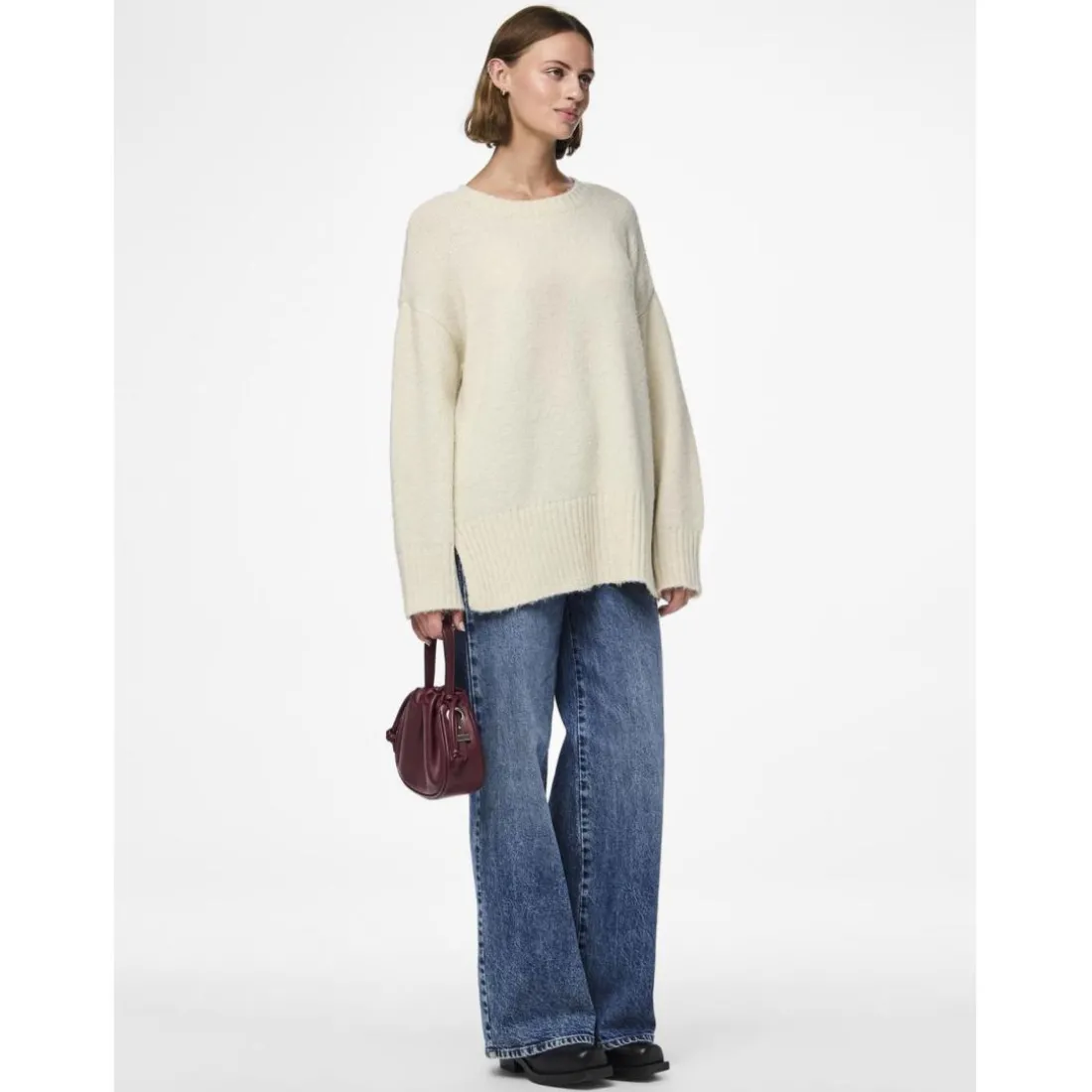 Pull en maille manches longues marron Zadie
