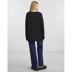 Pull en maille manches longues oversized noir Elsie