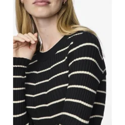 Pull en maille viscose Crista à rayures noir en viscose Fleur