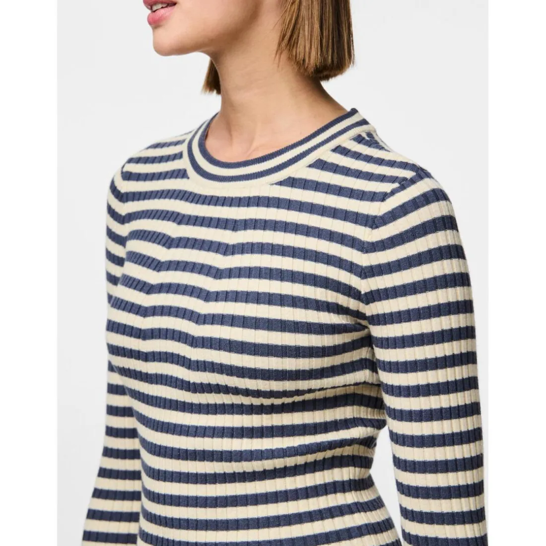 Pull en maille viscose Crista à rayures bleu Hattie