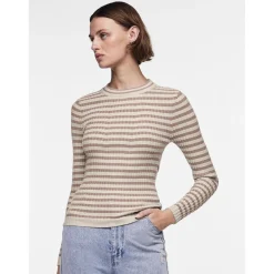 Pull en maille viscose Crista à rayures marron Vivi