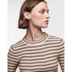 Pull en maille viscose Crista à rayures marron Vivi