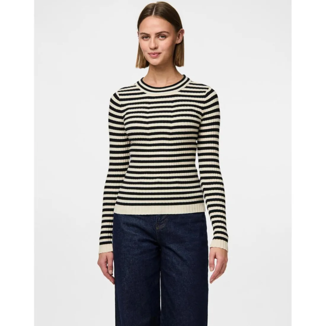 Pull en maille viscose Crista à rayures noir Amy