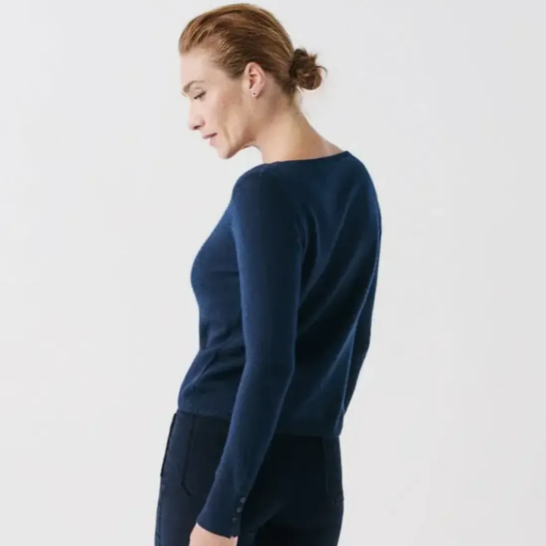 Pull femme bleu marine en cachemire