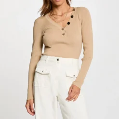 Pull femme Morgan beige foncé en viscose