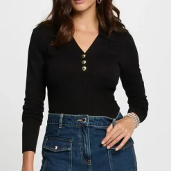 Pull femme noir en viscose