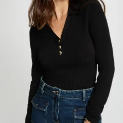 Pull femme noir en viscose