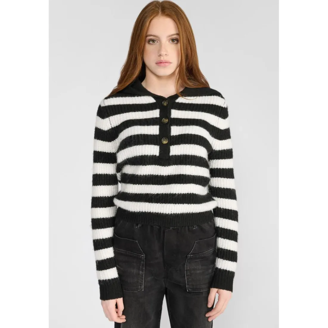 Pull fille, BOLSONGI noir Hana en coton