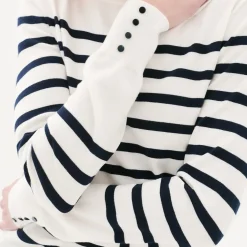 Pull marinière beige en viscose