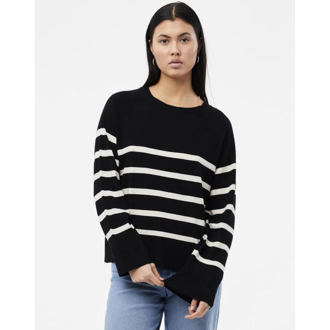 Pull over manches longues Sia noir en viscose Gwen