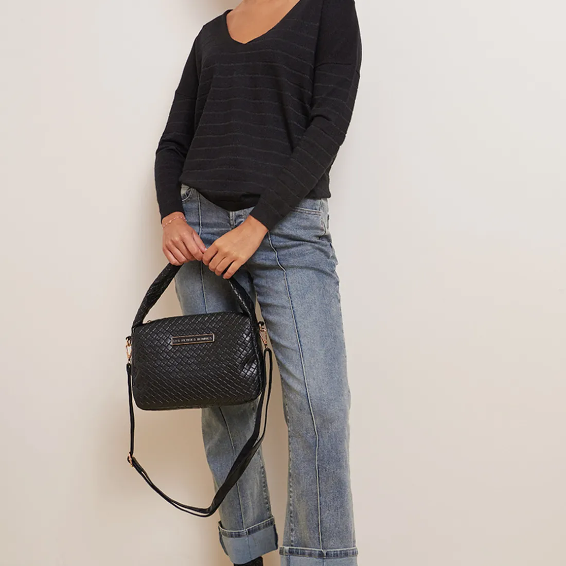 Pull rayures - Noir