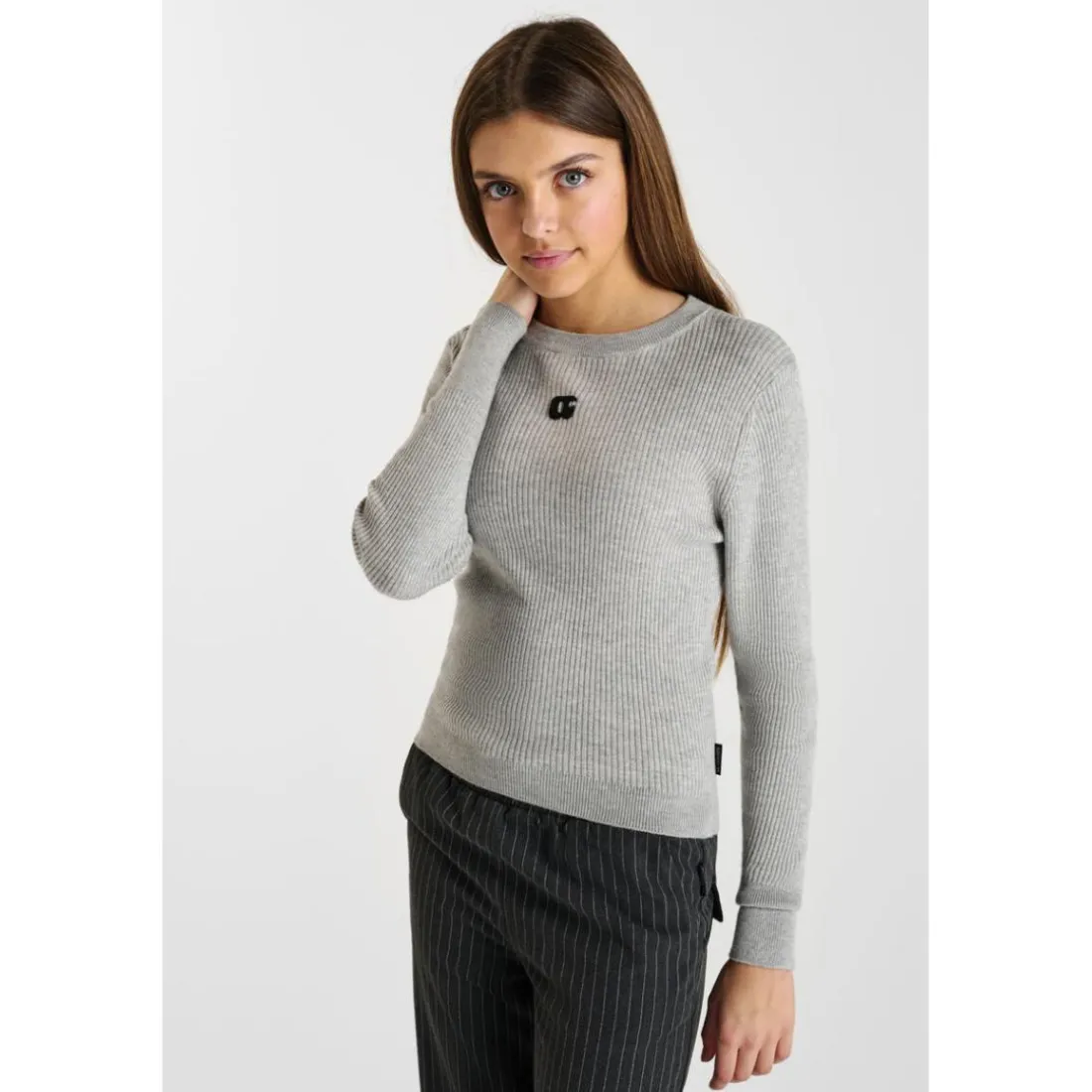 Pull STEFYGI gris en viscose Alia