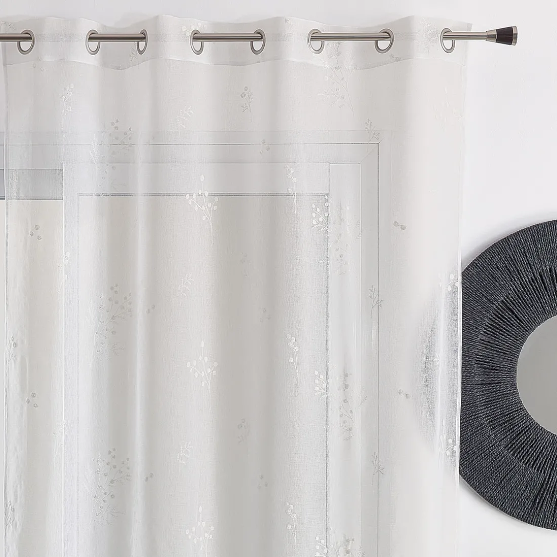 Px voilage en etamine brode 140x240 MIMOSA - blanc