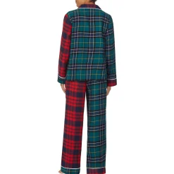 Pyjama avec un pantalon et haut manches longues bleu canard en coton