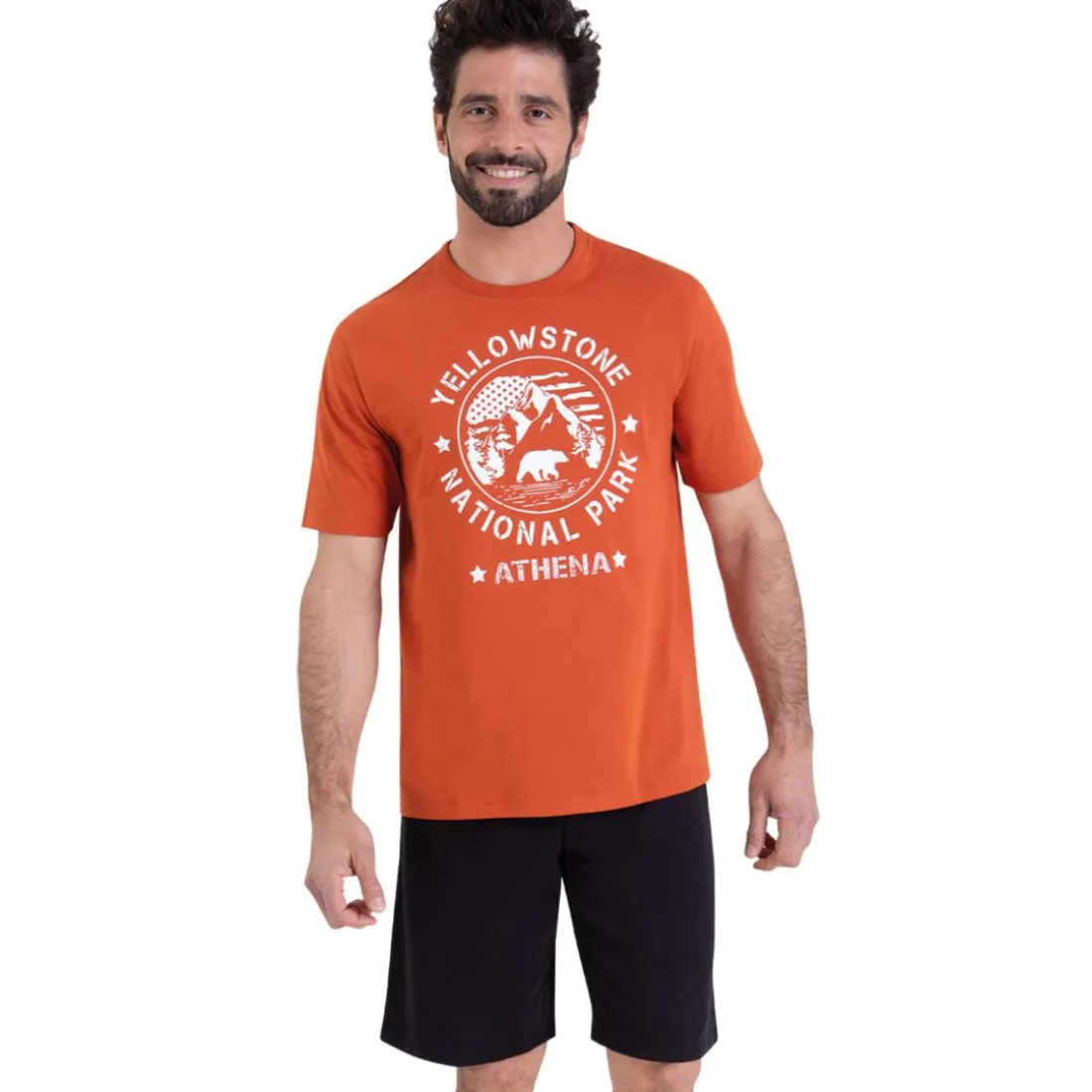 Pyjama court col rond homme Ecopack Athena en coton