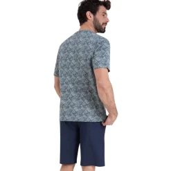 Pyjama court col rond homme Summer Athena multicolore en coton