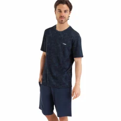 Pyjama court Easy Print bleu en coton pour homme