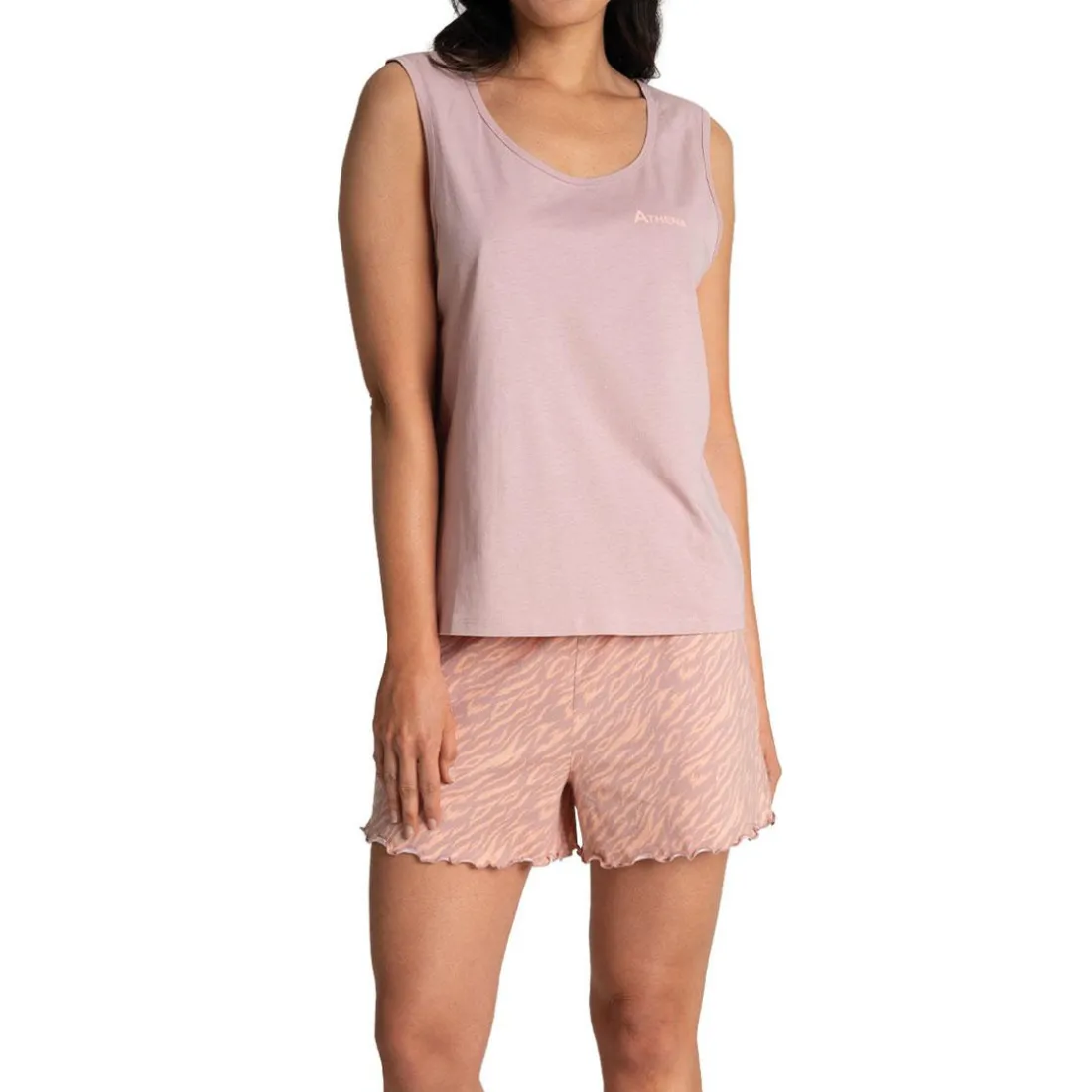 Pyjama court femme ECOPACK rose en coton