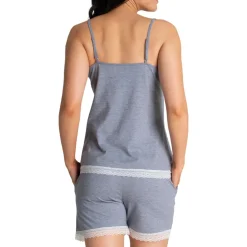 Pyjama court femme GRAPHIC Athena bleu en coton