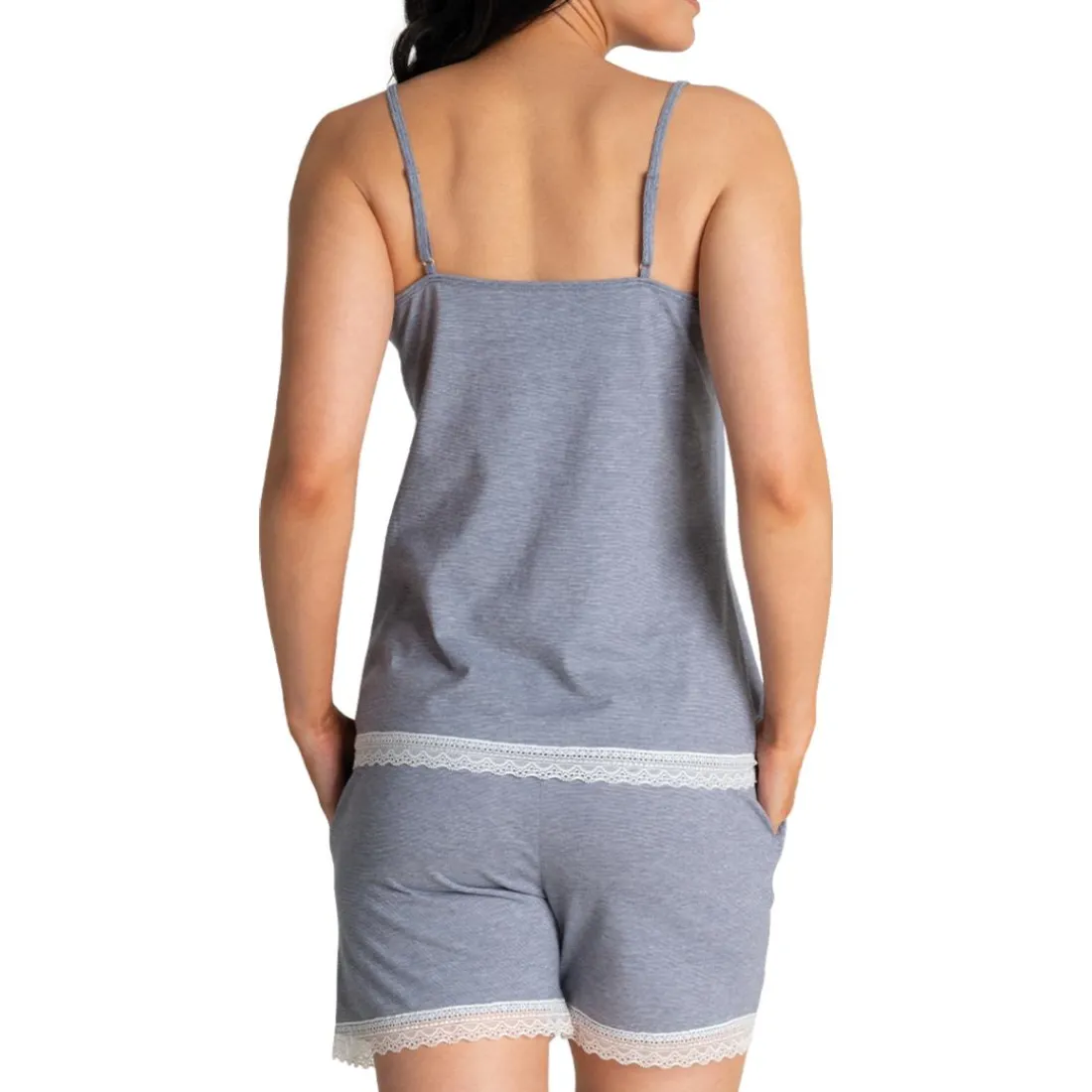 Pyjama court femme GRAPHIC Athena bleu en coton