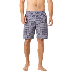 Pyjama court ouvert homme Popeline Eminence bleu en coton