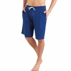 Pyjama court Rayures Fish & Chips bleu en coton pour homme