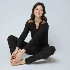 Pyjama deux pièces Coton Femme noir