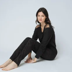 Pyjama deux pièces Coton Femme noir