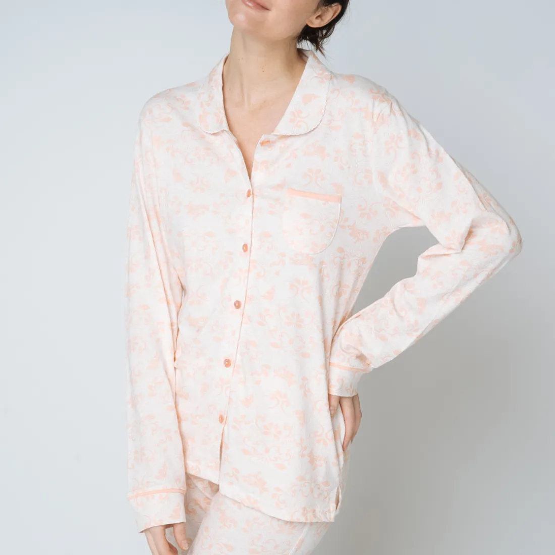 Pyjama deux pièces imprimé Coton Femme rose