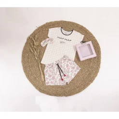 Pyjama femme - ecru en coton
