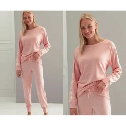 Pyjama femme style sportswear - Rose en viscose