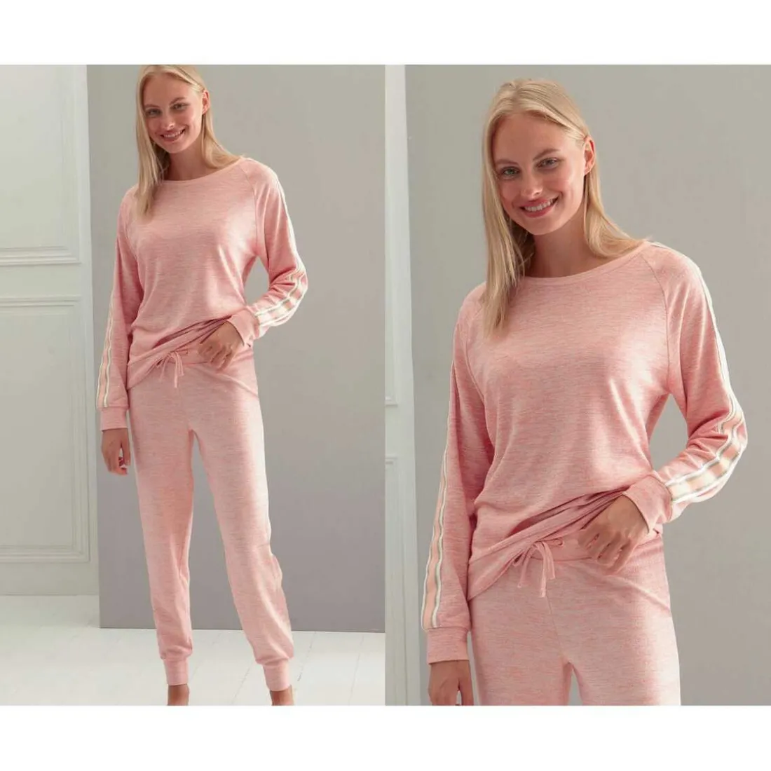 Pyjama femme style sportswear - Rose en viscose
