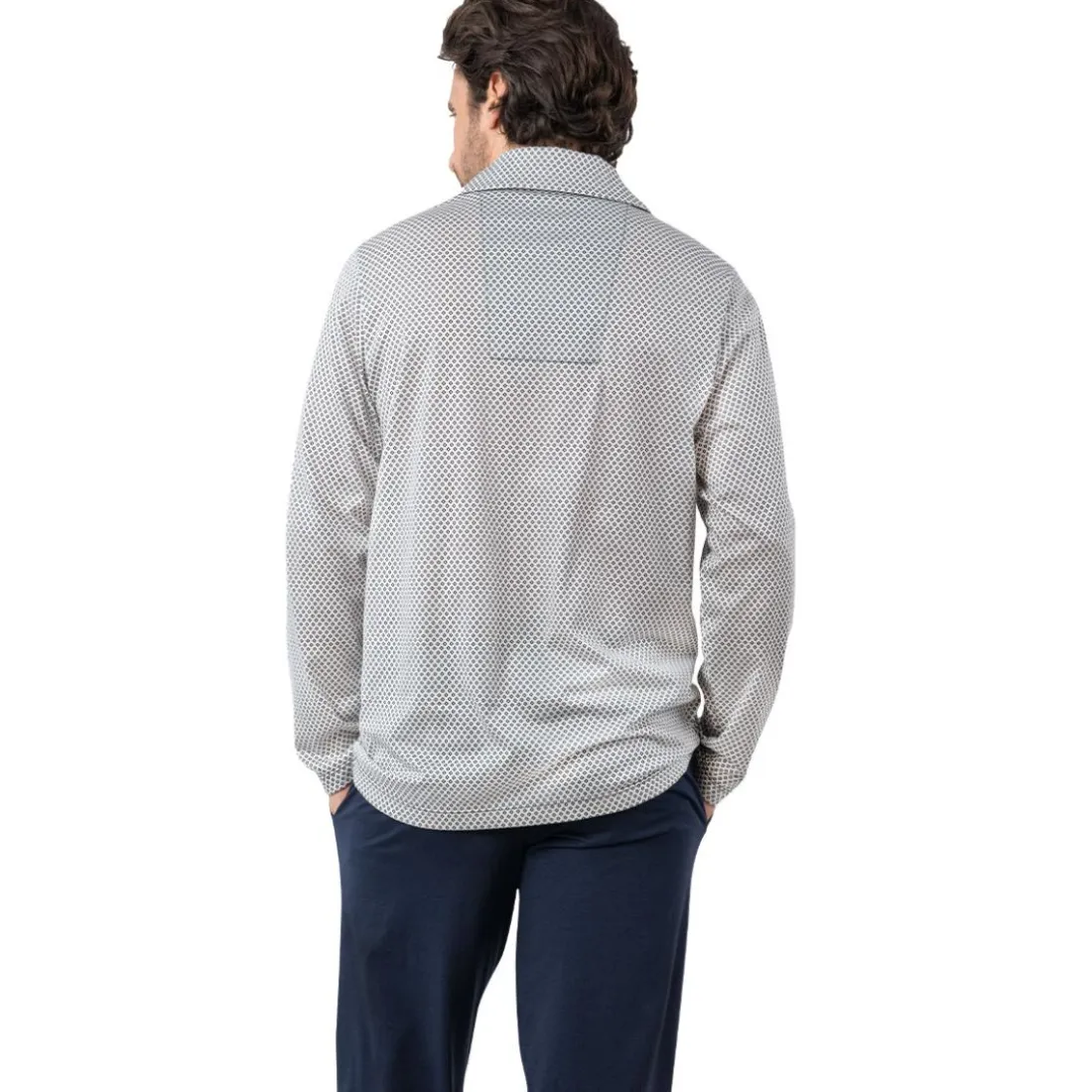 Pyjama long col ouvert homme Mercerisé Eminence multicolore en coton