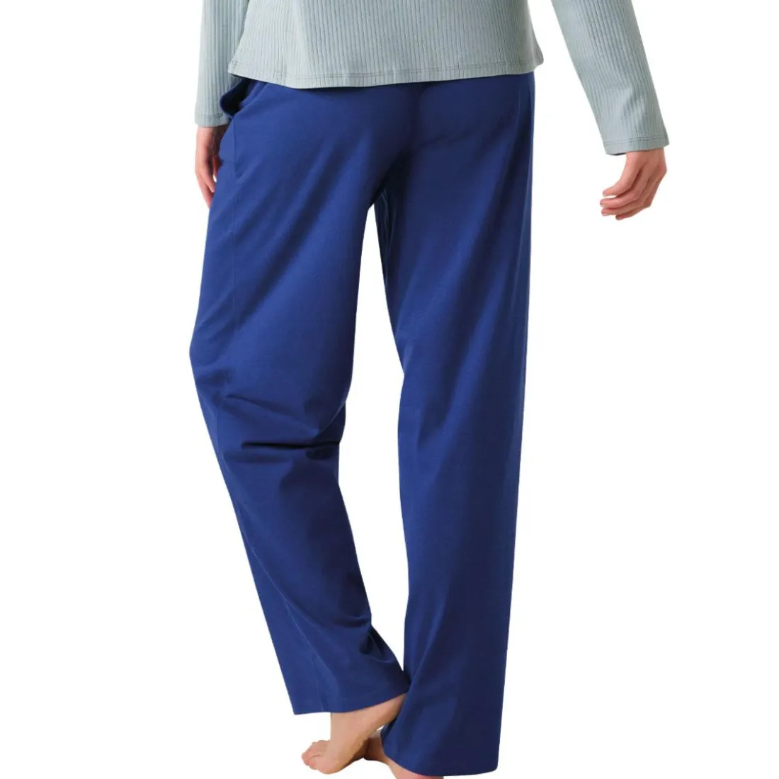 Pyjama long femme Confort Maille Athena bleu en coton