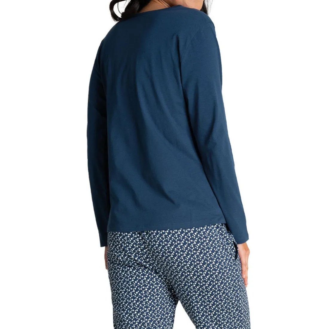 Pyjama long femme EASY bleu en coton