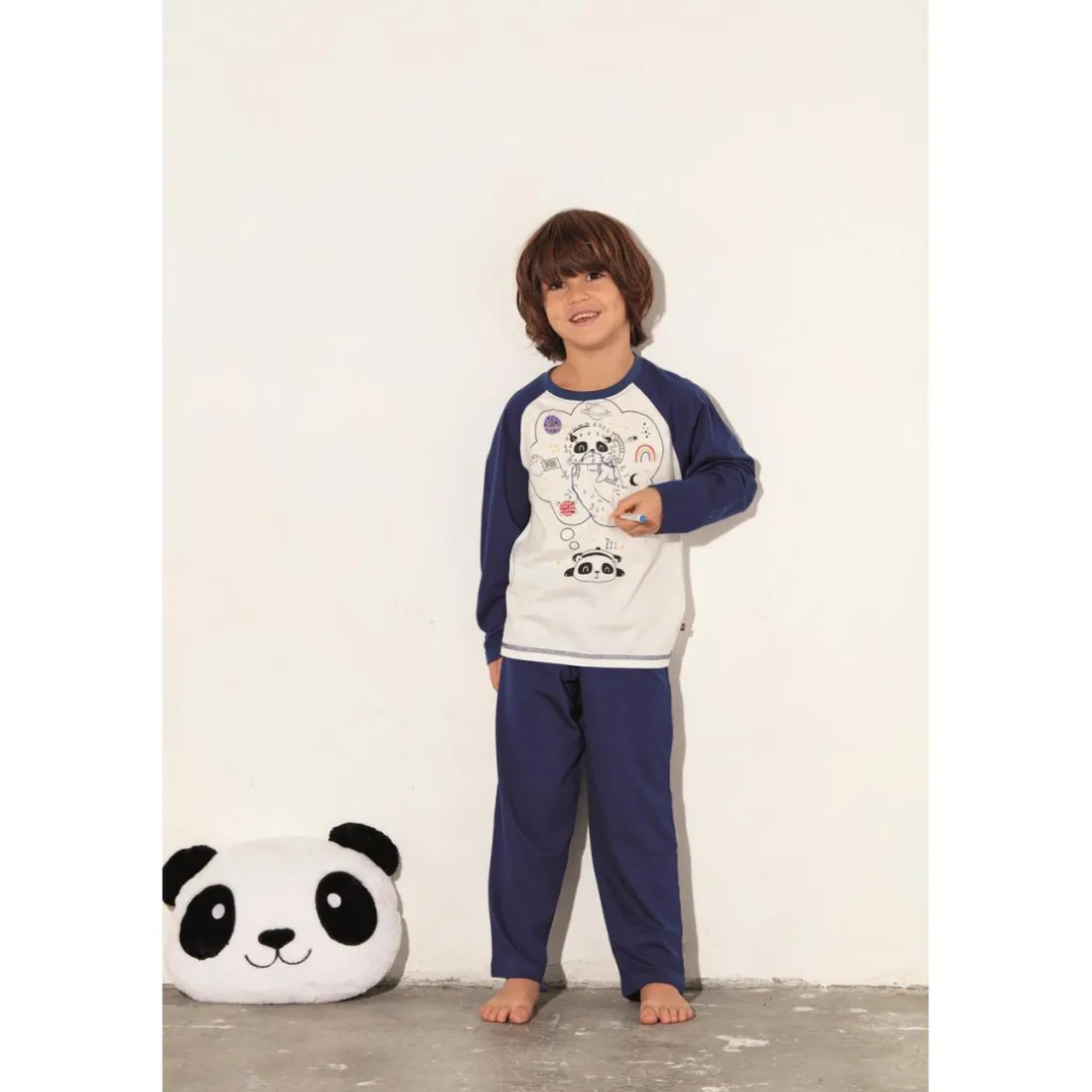 pyjama long manches longues écru en coton