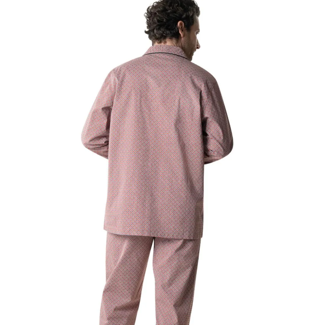 Pyjama long ouvert homme Popeline Eminence marron en coton