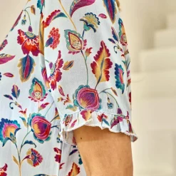 Pyjama short motif florale en viscose